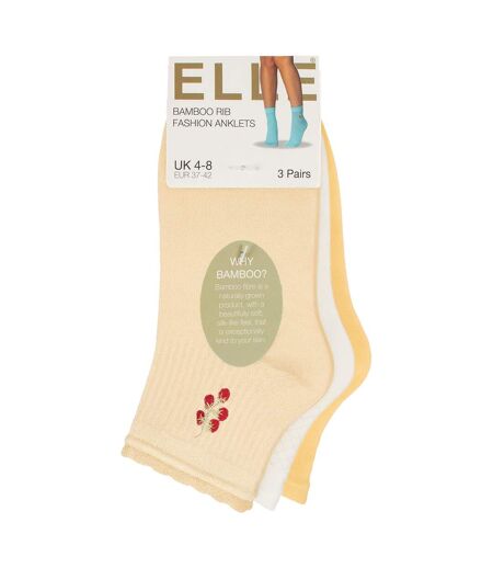 3 Pack Ladies Ribbed Anklet Socks with Frill Welt - Soft Stylish Everyday Fit