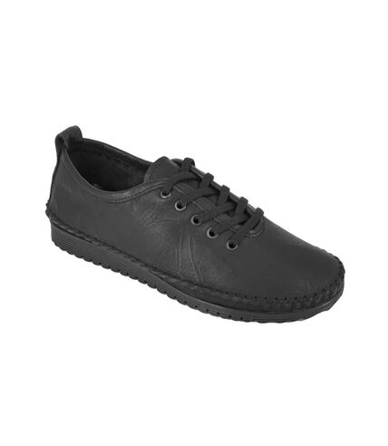 Womens/ladies flexi softie leather trainers black Mod Comfys