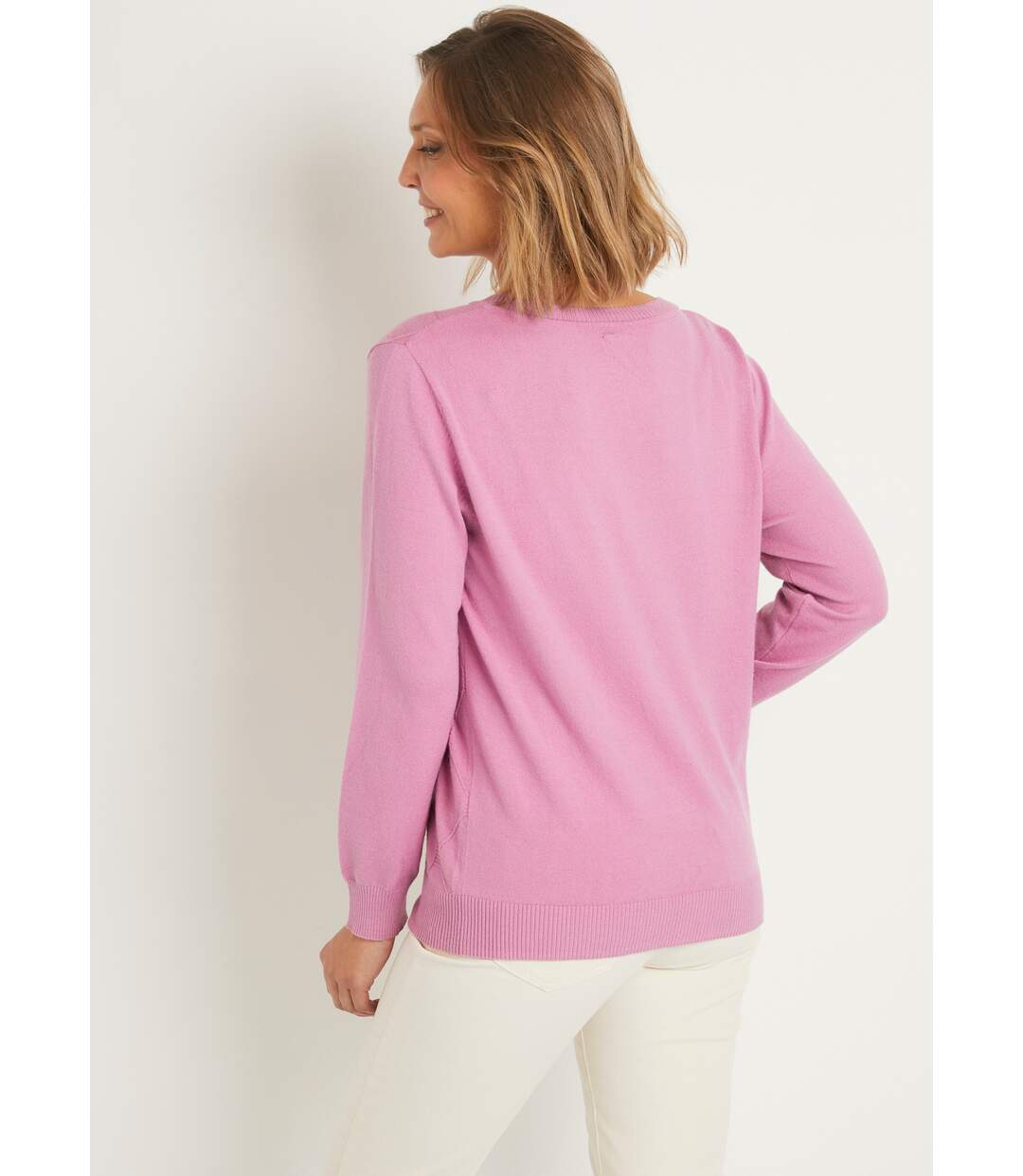 Gilet cardigan uni boutonné modal mélangé-2