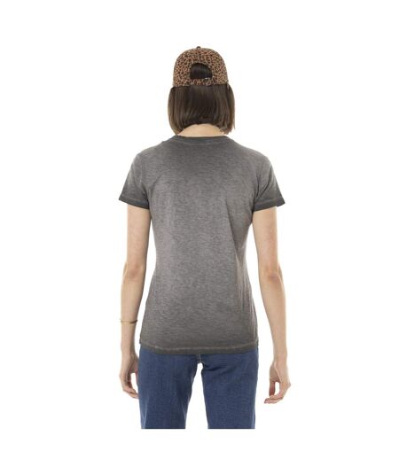 T-shirt femme uni flammé à col rond et print devant Fast Vondutch
