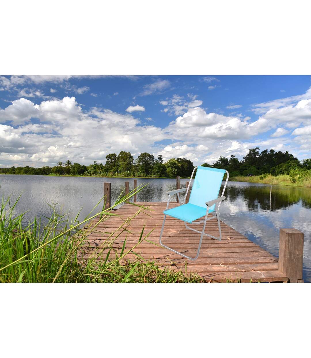 Chaise de camping pliable - Bleu turquoise