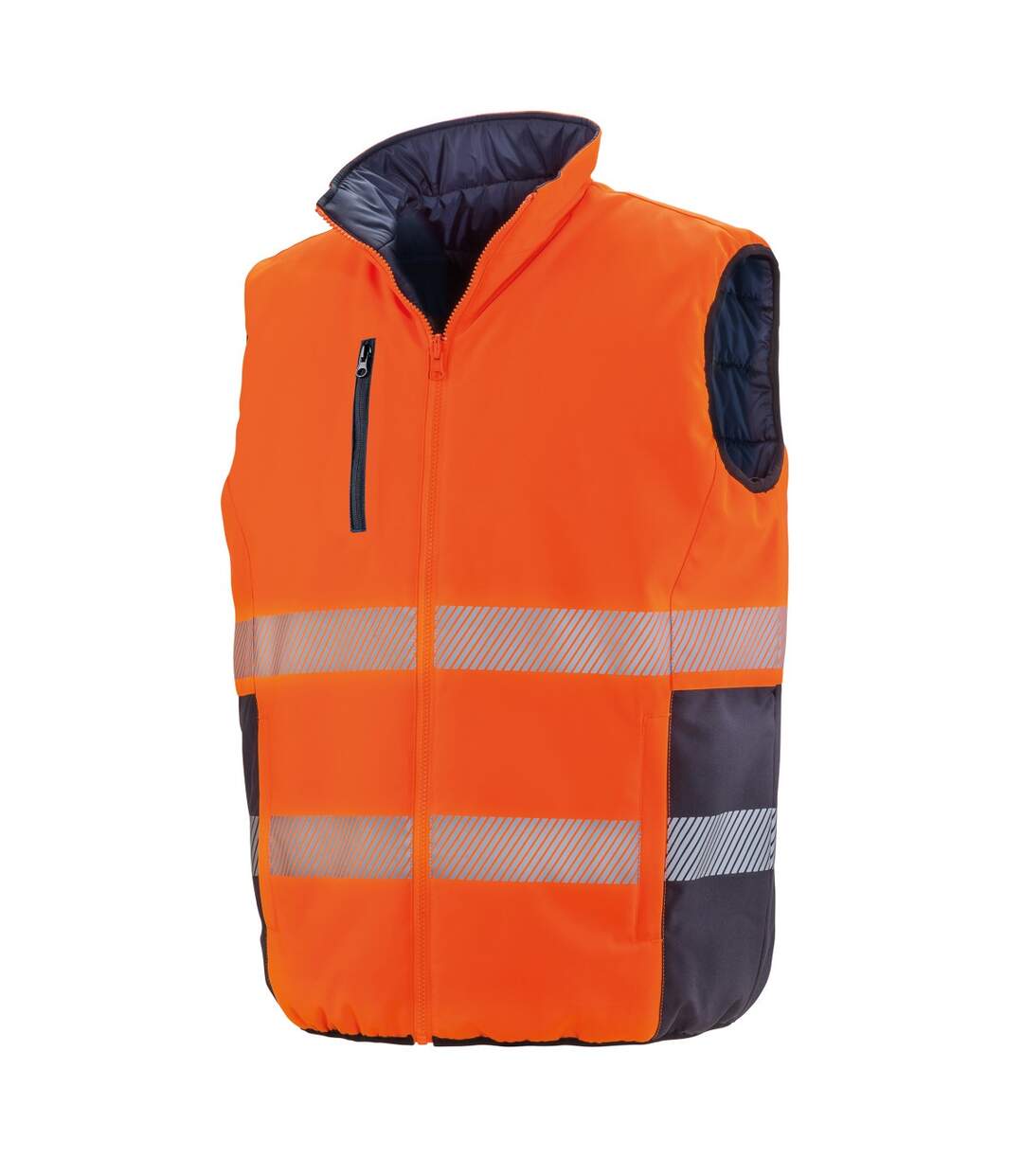 Unisex adult soft touch reversible safety gilet fluorescent orange SAFE-GUARD by Result-1