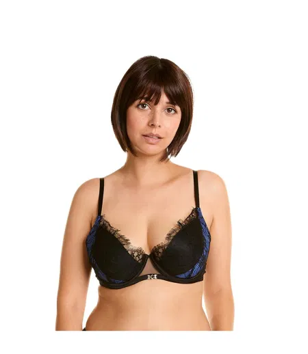 Soutien-gorge ampliforme noir/bleu Alcove