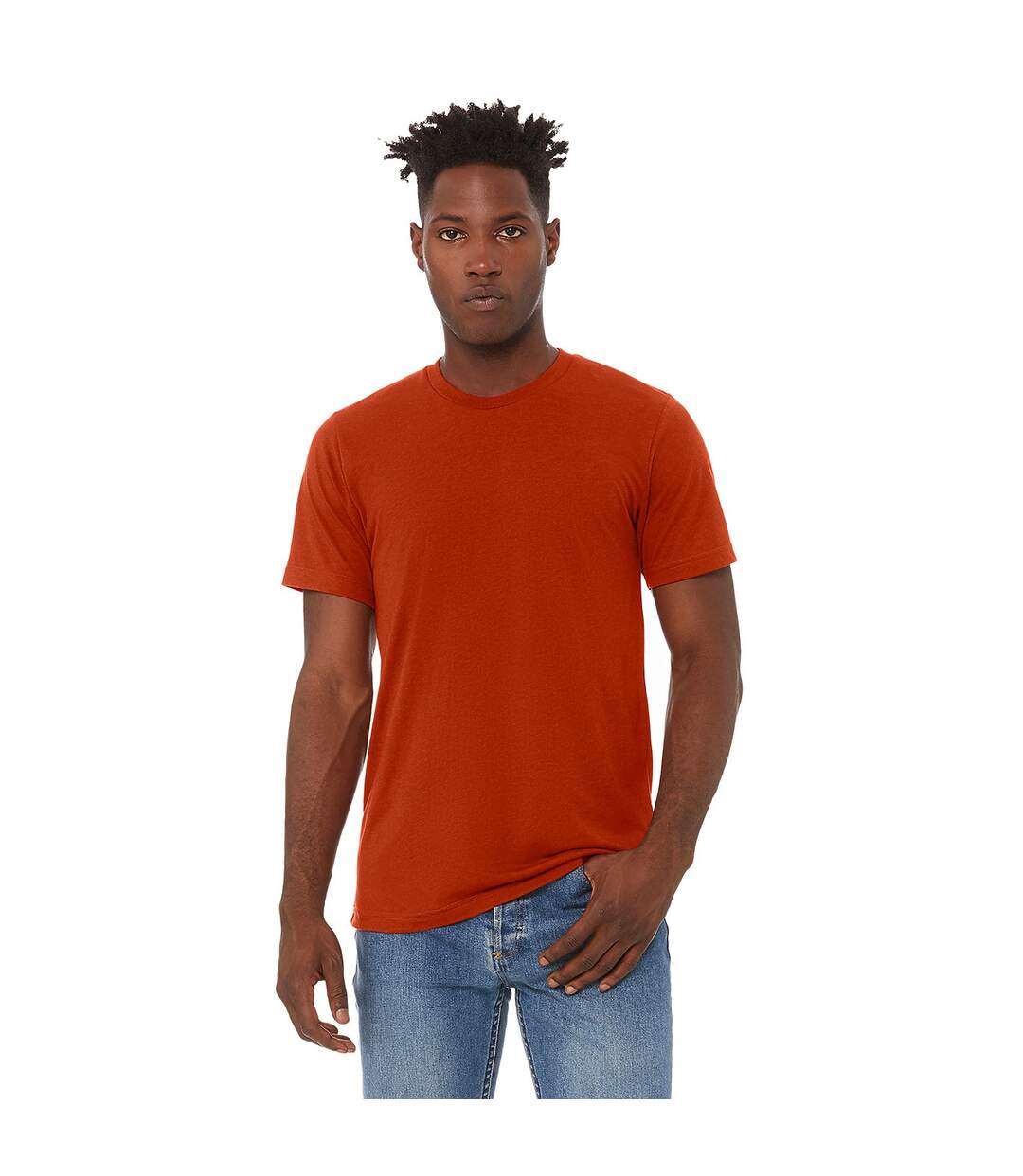 Canvas Mens Triblend Crew Neck Plain Short Sleeve T-Shirt (Brick Triblend) - UTBC2596-1