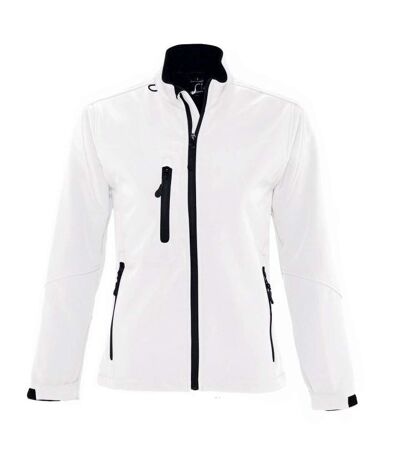SOLS Womens/Ladies Roxy Soft Shell Jacket (Breathable, Windproof And Water Resistant) (White)