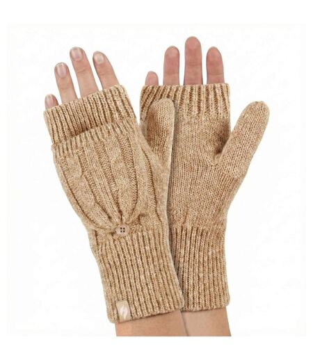 Ladies Cable Knit 2.3 Tog Thermal Winter Fingerless Converter Gloves
