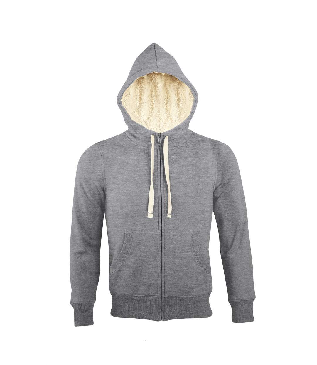 Sweat shirt capuche zippé doublé fourrure sherpa - 00584 - gris