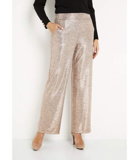 Pantalon large taille élastiquée maille brillante