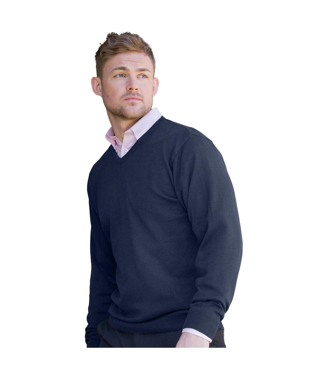 Collection Pullover À Col En V Homme Bleu Marine Russell-1