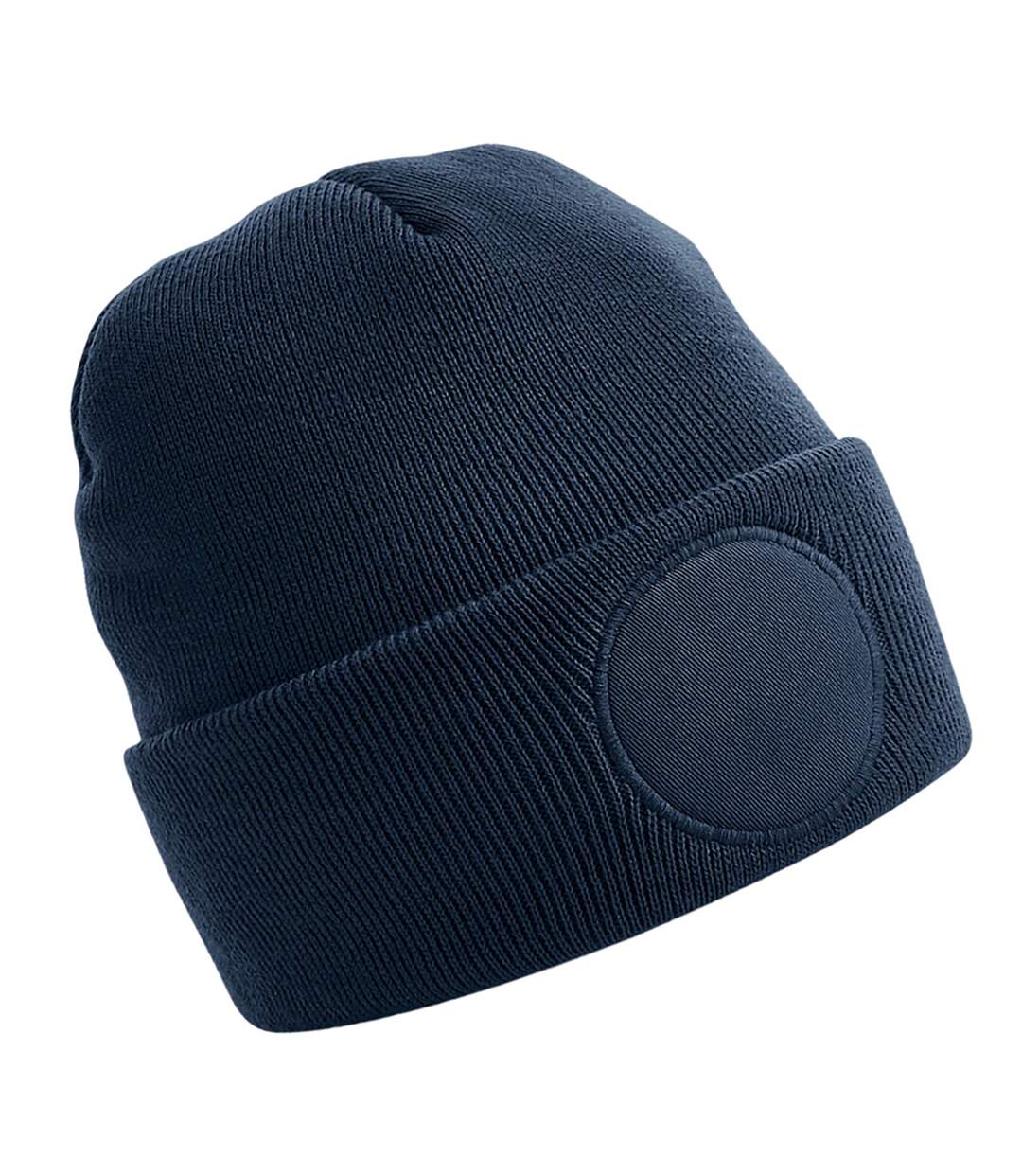 Circular Patch Beanie French Navy Beechfield-1
