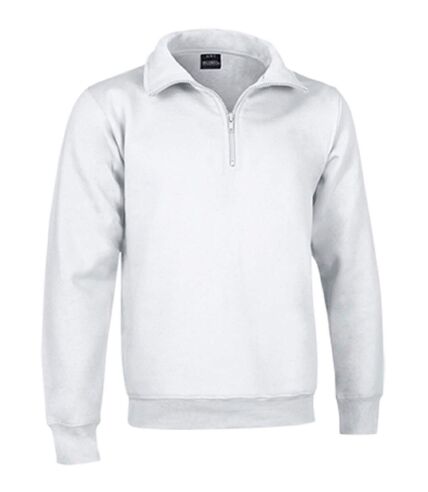 Sweat col camionneur zippé - REF WOOD - blanc