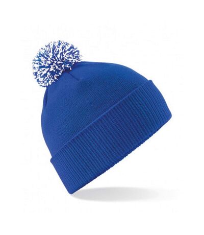 Unisex adult beanie bright royal blue/white Beechfield