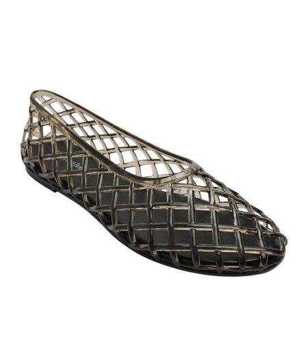 Womens/ladies Clear Jelly Ballet Flats Black Where´s That From