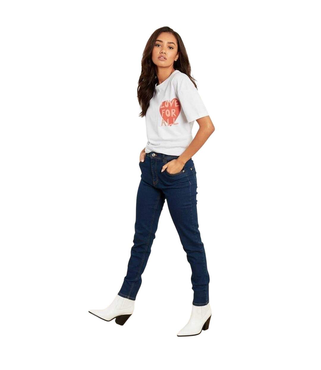 Womens/ladies High Waist Skinny Jeans Blue Wednesday-4
