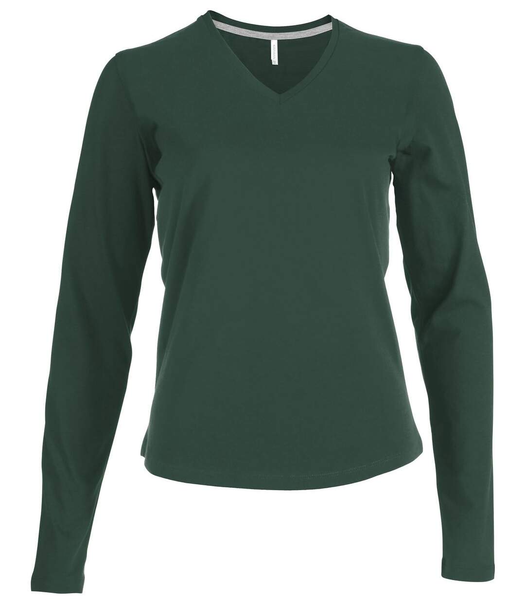 T-shirt manches longues col V - K382 - vert forêt - femme-1