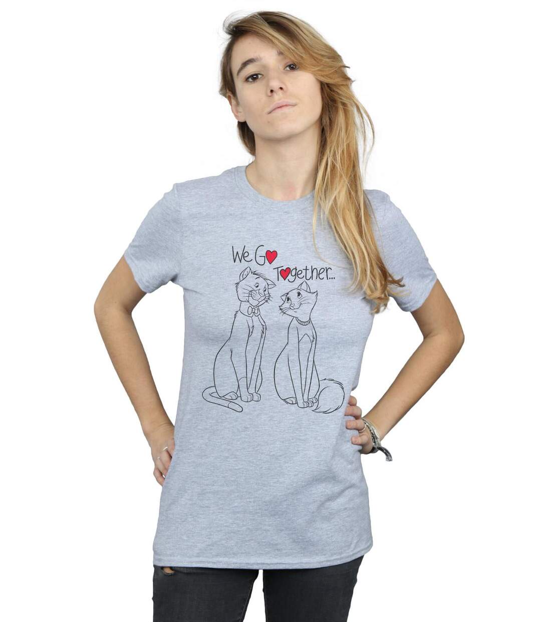 Disney Aristocats We Go Together - T-shirt boyfriend en coton - Femme/Ladies (Gris sportif) - UTBI17044-2