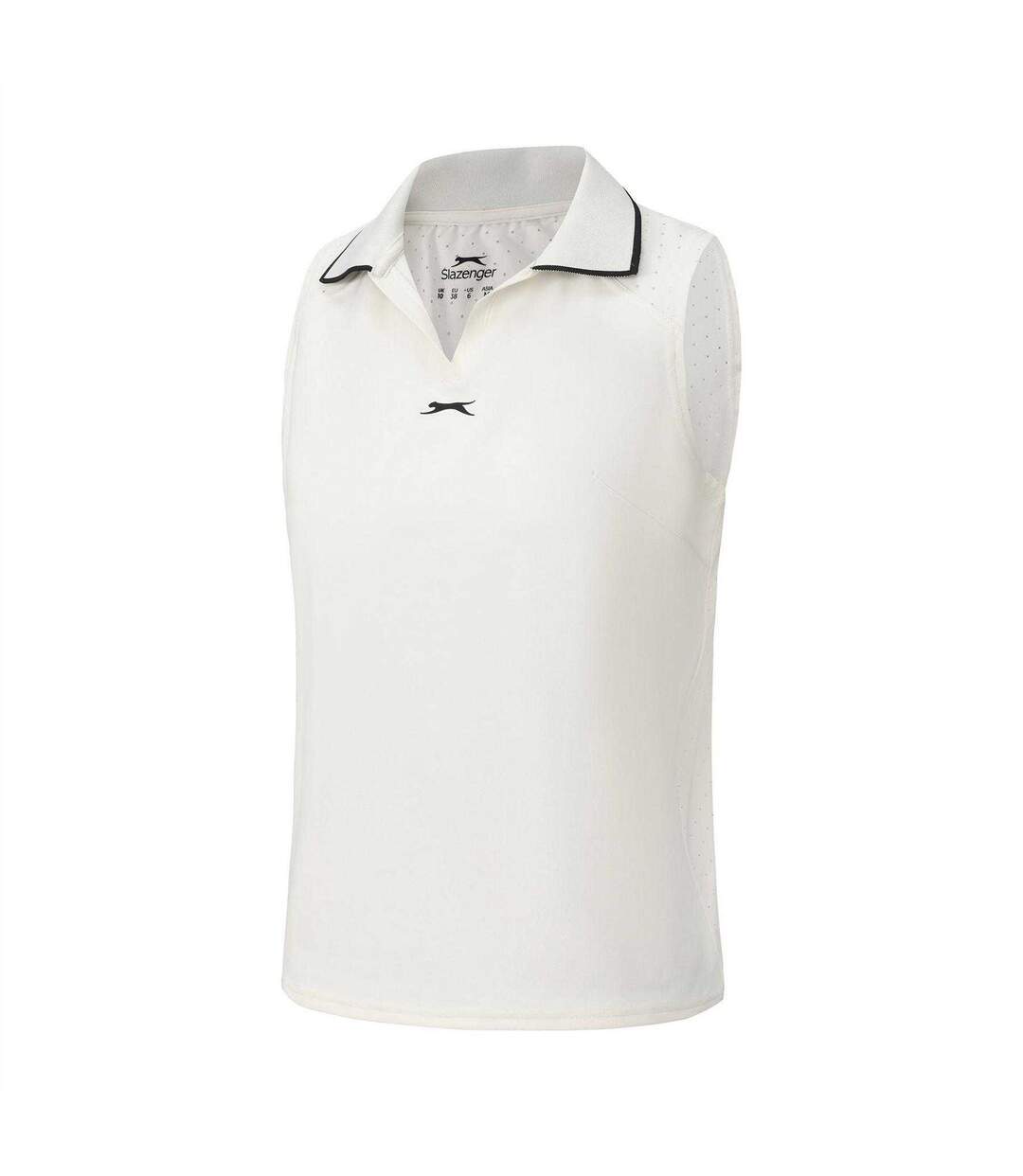 Womens/ladies Sleeveless Polo Shirt White Slazenger-3