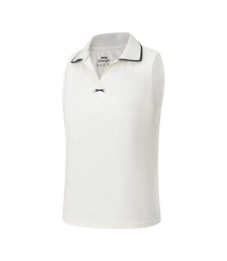 Womens/ladies Sleeveless Polo Shirt White Slazenger