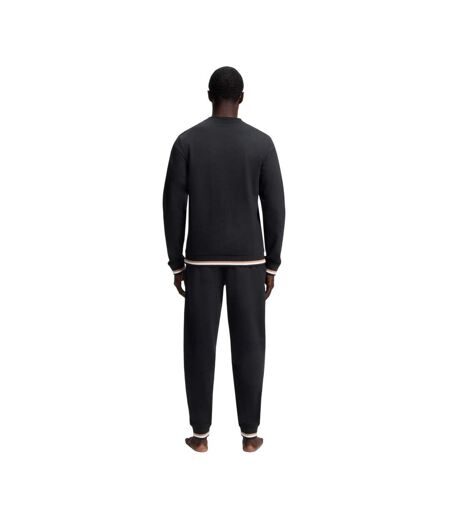 Mens Iconic Stripe Detail Crew Neck Long-sleeved Sweatshirt Black Boss