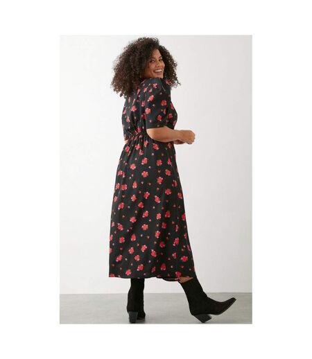 Dorothy Perkins Womens/Ladies Floral Wrap Plus Midi Dress (Black) - UTDP1352
