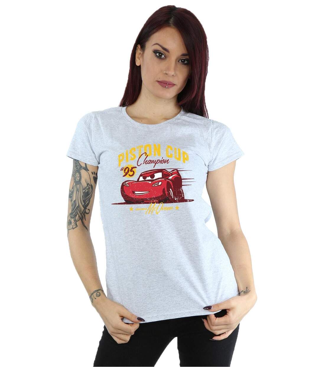 Disney - T-shirt CARS PISTON CUP CHAMPION - Femme (Gris chiné) - UTBI13572-2