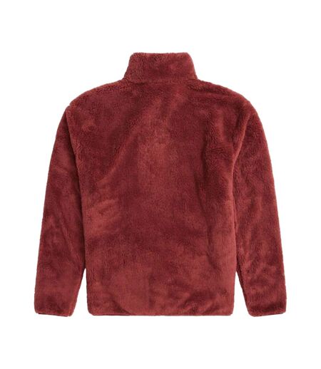 Mens Teddy Fleece Half Zip Jacket Red Animal