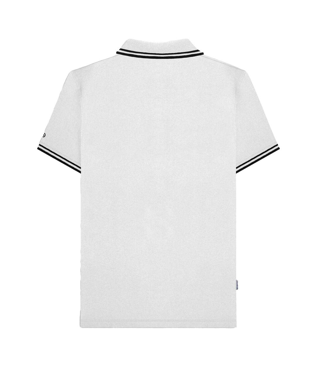 Mens Toned Polo Shirt White Black Lambretta-2