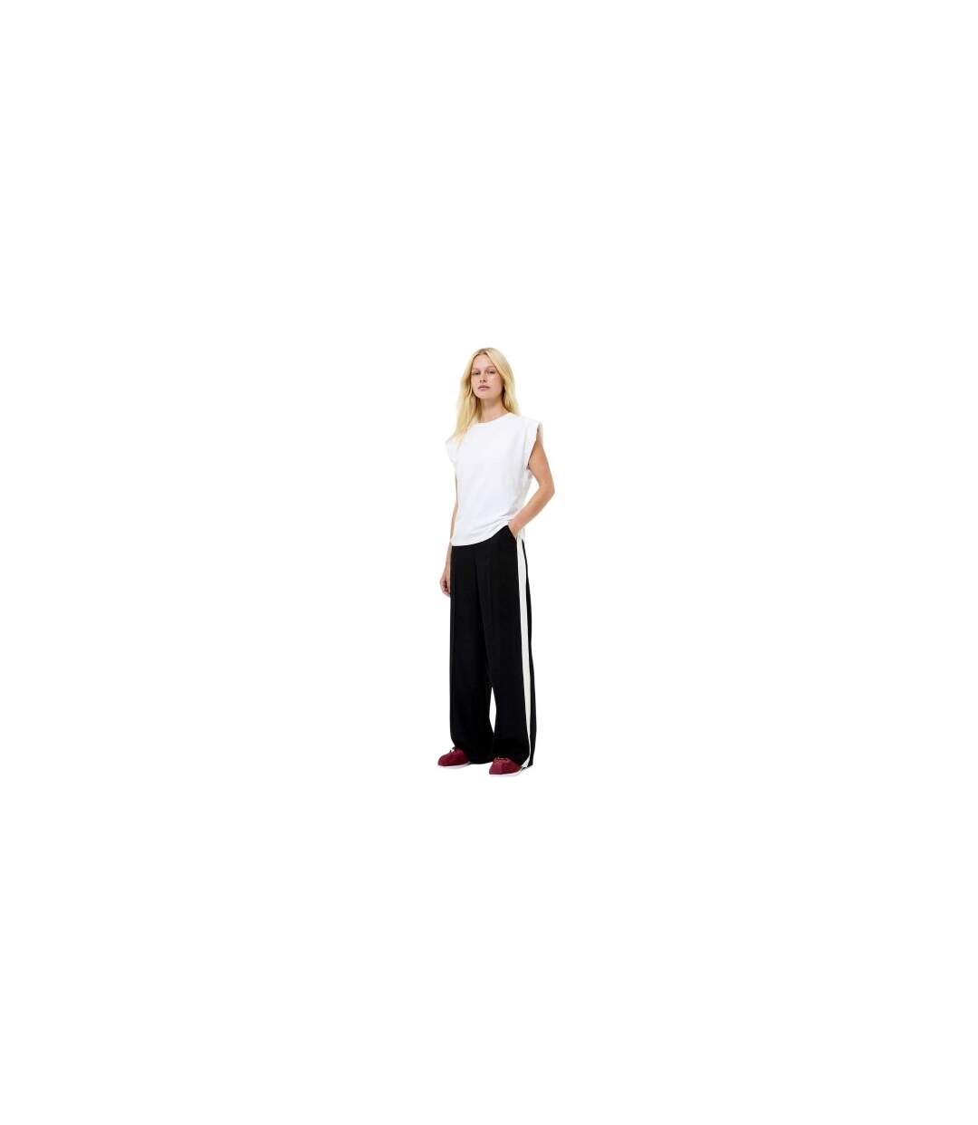 Pantalon Motif/style Rayure Latérale Bella Femme Noir Crème French Connection-1