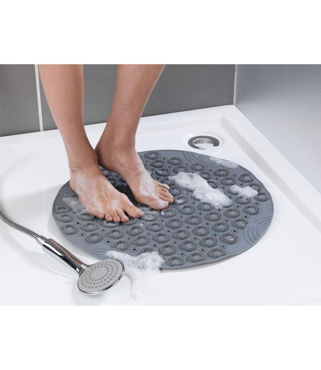 Tapis de massage pour la douche - Gris-4