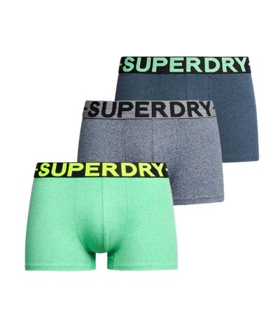 X3 Boxers Bleu/Vert/Gris Homme Superdry Trunk - S