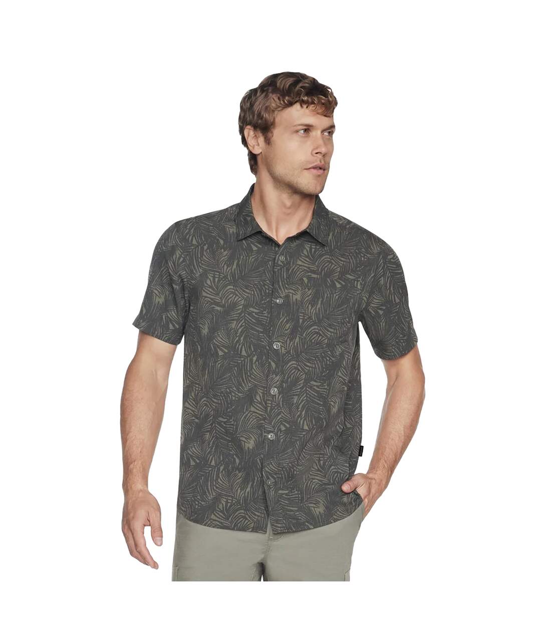 Mens Go Walk Air Printed Short-sleeved Shirt Grey Skechers-1