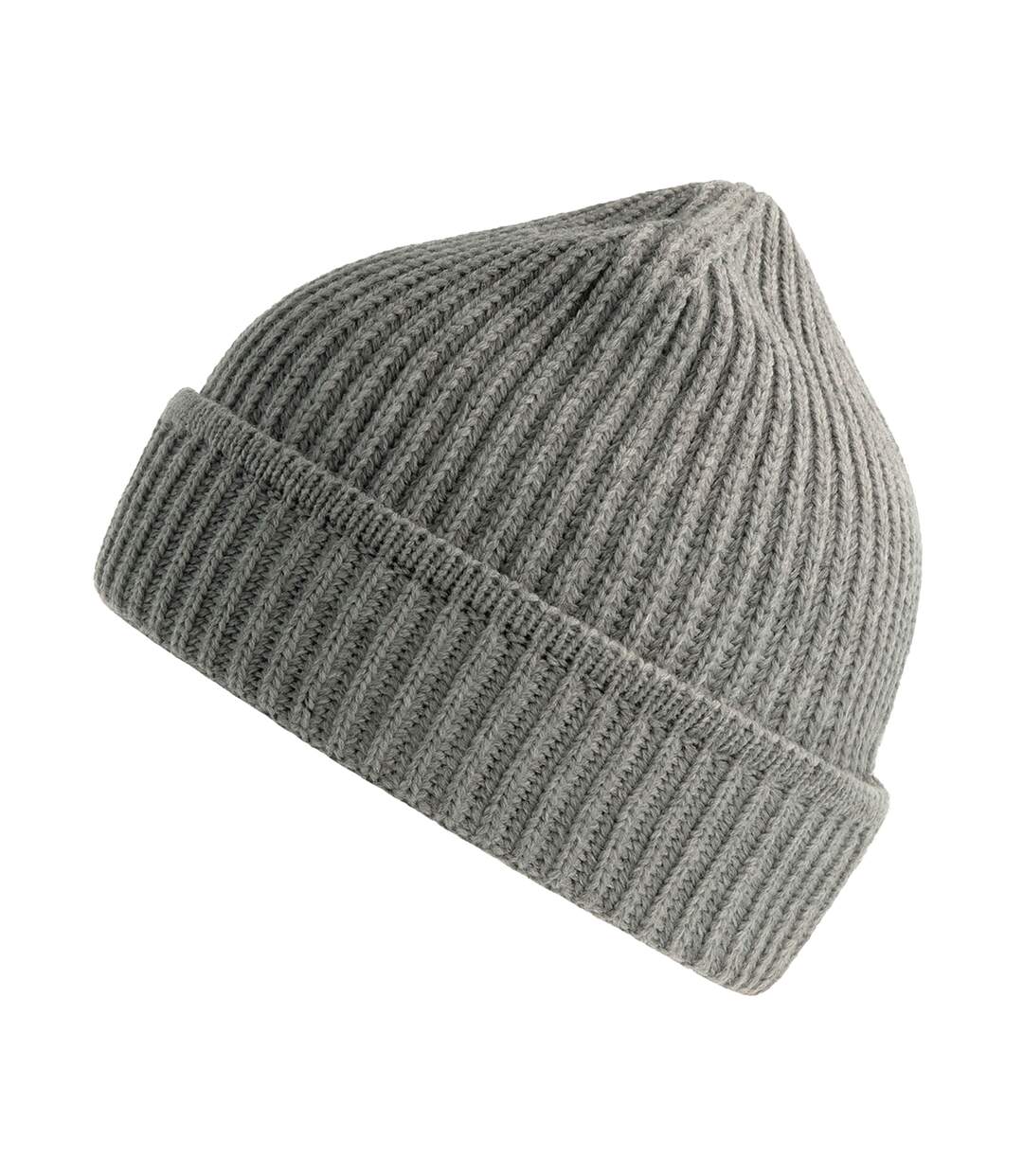 Unisex adult maple ribbed recycled beanie light grey melange Atlantis-1