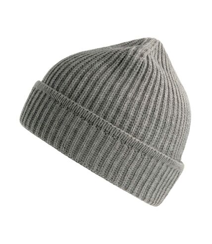 Unisex adult maple ribbed recycled beanie light grey melange Atlantis