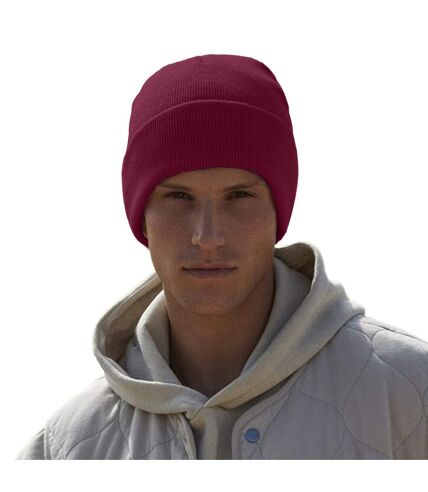 Original cuffed organic cotton beanie burgundy Beechfield