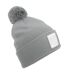Bonnet Motif/style Pompon Cendre Blanc Beechfield-1