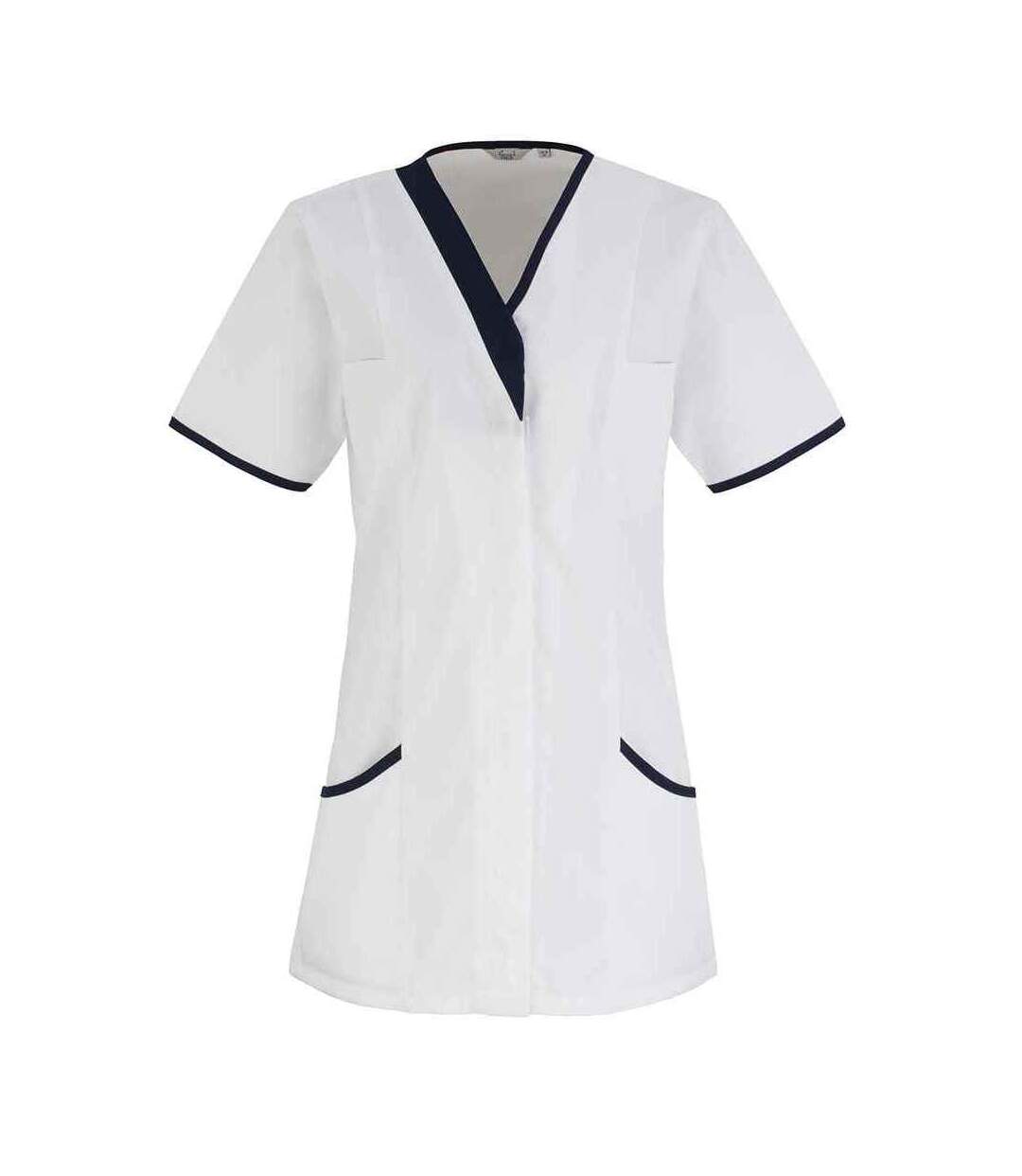 Tunique médicale daisy femme blanc / bleu marine Premier-1