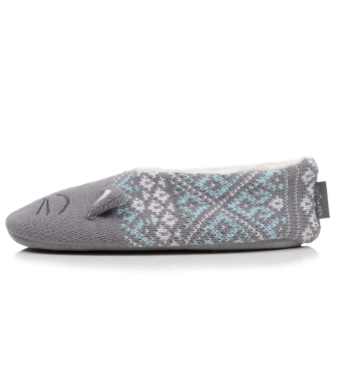 Isotoner Chaussettes d'intérieur femme maille jacquard, picots antidérapants-3