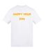 T-shirt Motif/style Imprimé Happy Hour Homme Blanc Plain Lazy-1