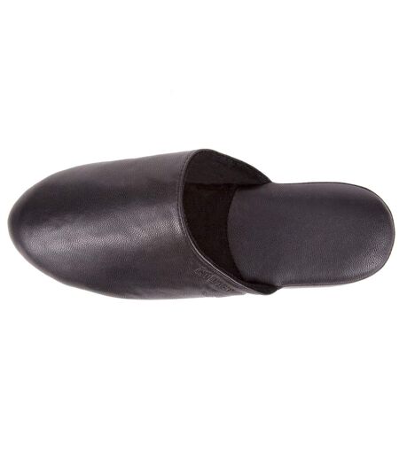 Isotoner Chaussons Mules homme tout cuir, semelle confort