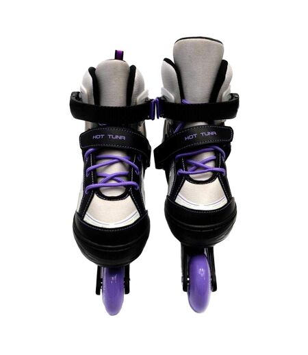 Childrens/kids Spirit Adjustable Inline Roller Skates 4 Uk-6.5 Uk Black White Pink Hot Tuna