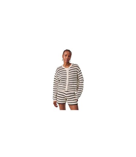 Womens/ladies Ida Stripe Crochet Cardigan Black Edited