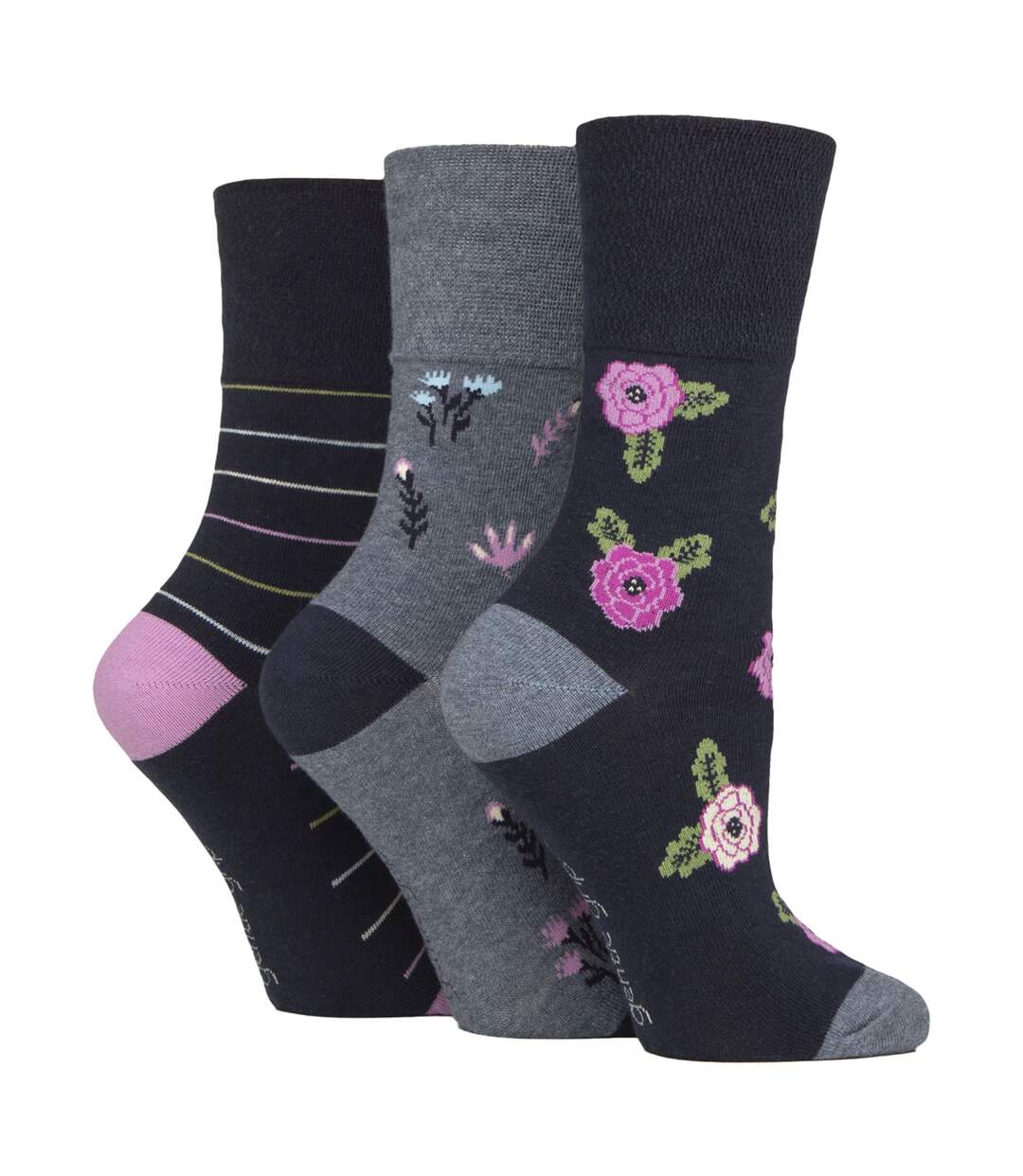 Gentle Grip - 6 Paires Chaussettes Femme Coton Douces Sans Élastique-3