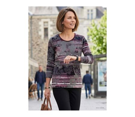 Tee-shirt MAYFLOWER RF141V col rond : l'élégance stretch au motif fleuri