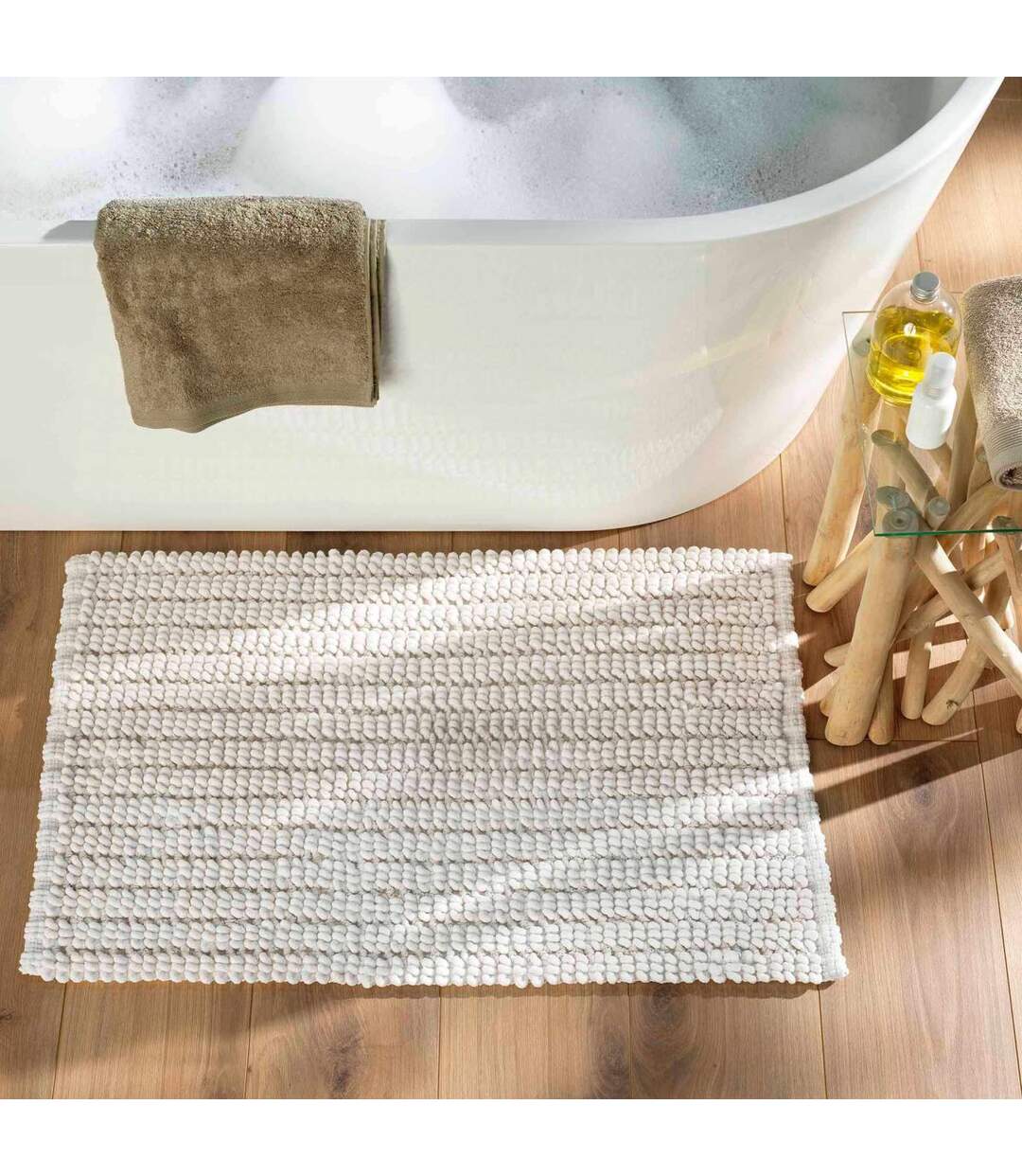 Tapis de Bain en Chenille Voltis 50x80cm Blanc-5