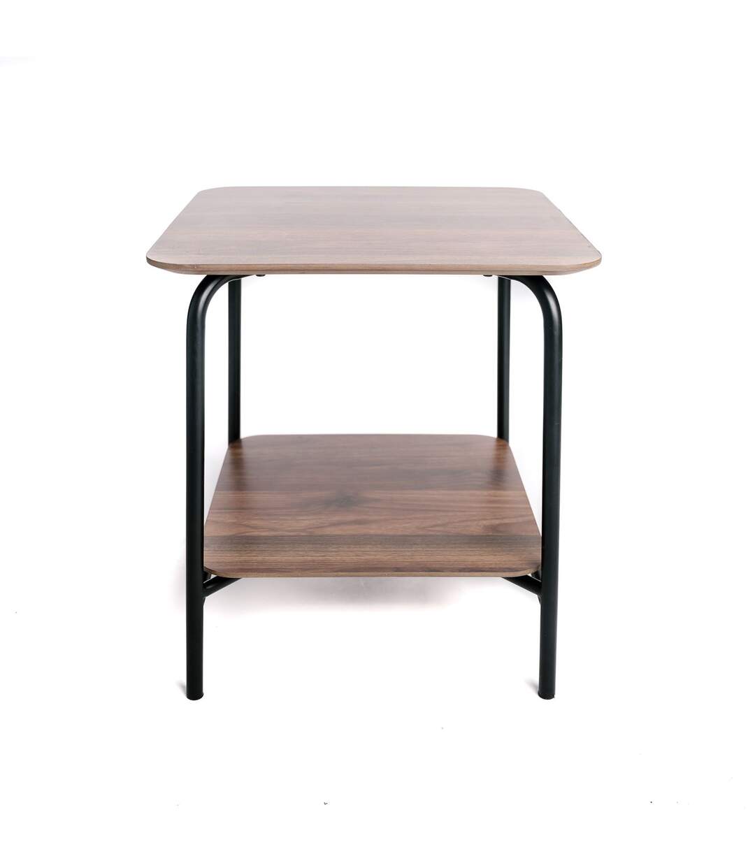 Table d'appoint en Métal et MDF avec 1 étagère - Marron et Noir-3