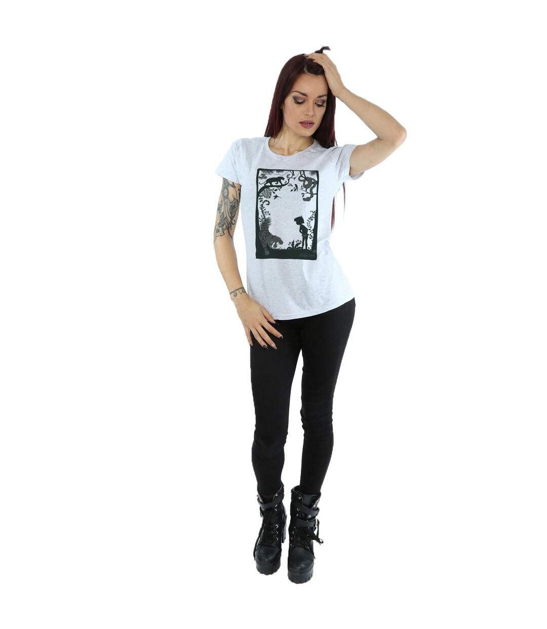 Disney - T-shirt THE JUNGLE BOOK SILHOUETTE POSTER - Femme (Gris chiné) - UTBI24386-4