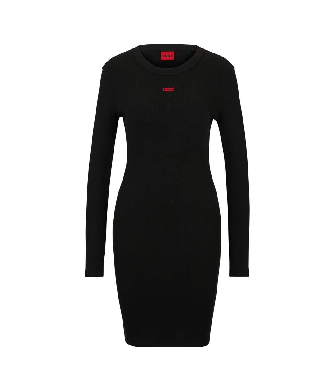 Womens/ladies Nemalia Cotton Stretch Bodycon Dress Black Hugo-2