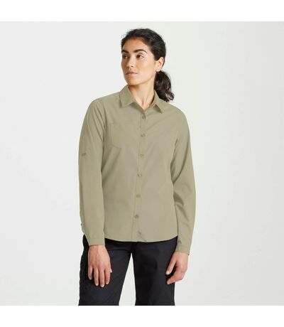 Womens/ladies Expert Kiwi Long-sleeved Shirt Pebble Brown Craghoppers