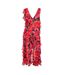 Womens/ladies Flowers Ruffles Maxi Dress Red Black Biba-2