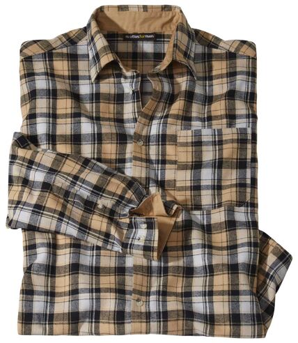 Men's Camel Checked Flannel Shirt